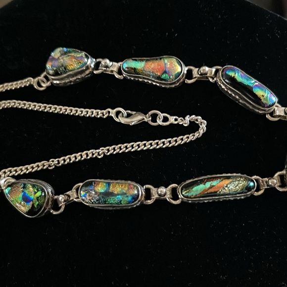 Necklace ~ Iridescent Colors! Hints of orange green blue gold purple - Picture 7 of 9